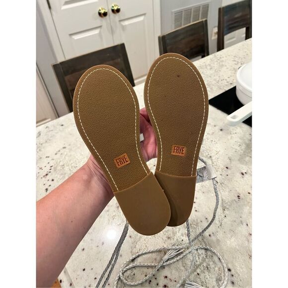 Frye Ruth White Leather Lace Up Gladiator Braided Whipstitch Tassel Sandals sz 7 - Picture 5 of 5